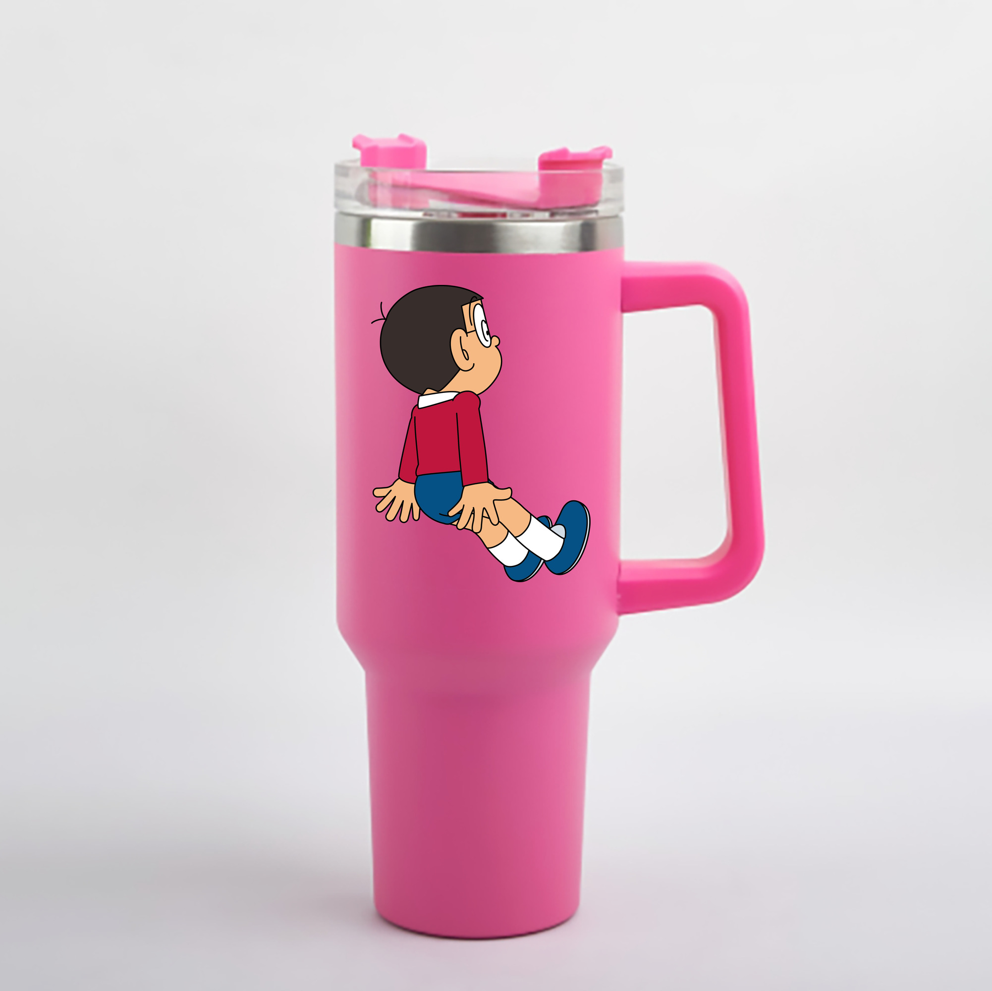 （画像用） ドラえもん 野比 のび太 Doraemon Nobita Nobi 1200mL車用タンブラー - クリスタルステッカー（プラスチックストロー付き）